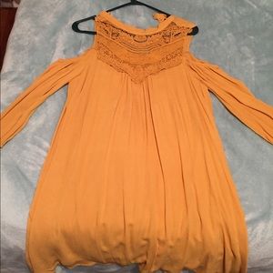 Mustard color flowy dress
